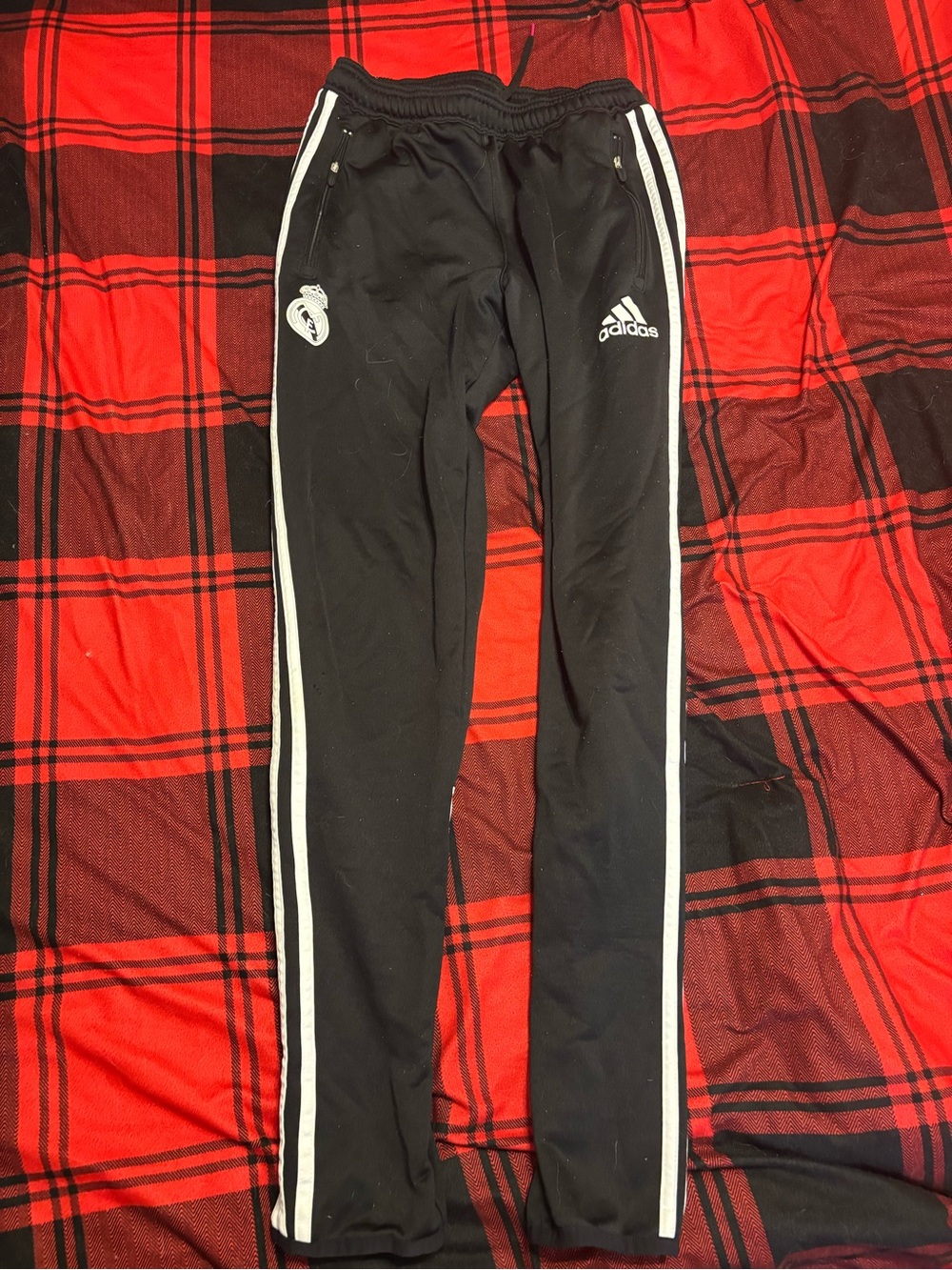 adidas Black Track Pants with White Side Stripes and Logo